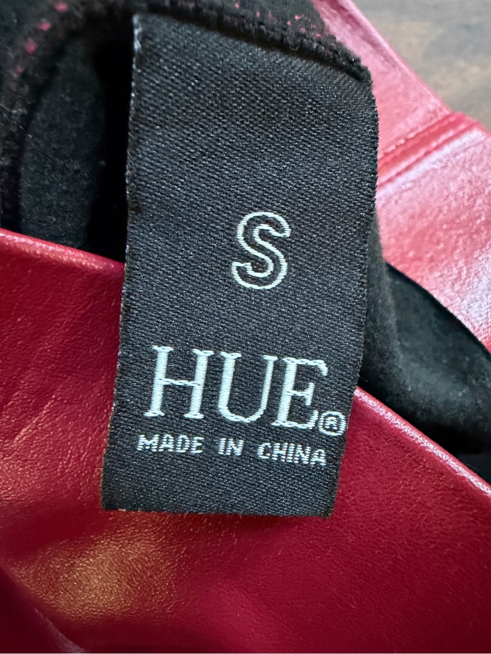 Cherry Red Faux Leather Leggings, Size S - Picture 6 of 7